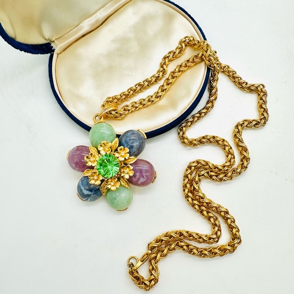 Rare Vintage Signed CRAFT Flower Necklace - Picture 14 of 17